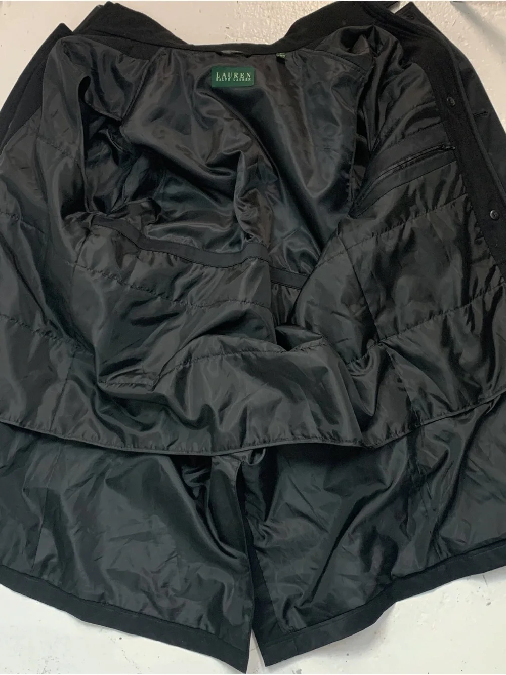 Lauren Ralph Lauren Men L Trench Coat Full Zip Button Removable Lining Black